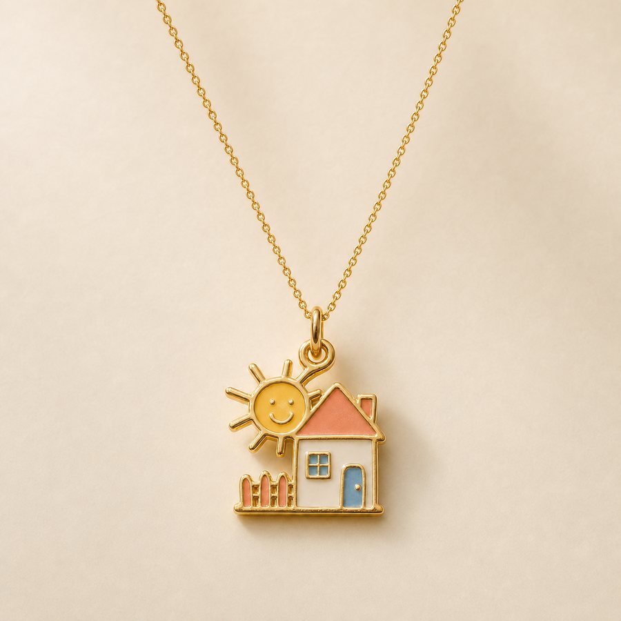 Custom enamel necklace inspired by a child's drawing